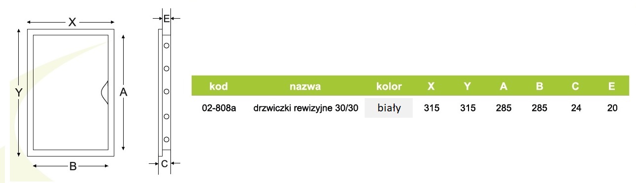 Drzwiczki rewizyjne rysunek techniczny wymiarowanie